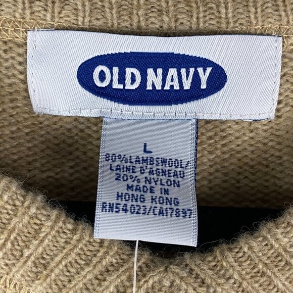 Old Navy Lambswool Sweater Mens Large Tan V Neck Knit Pullover - Picture 4 of 9